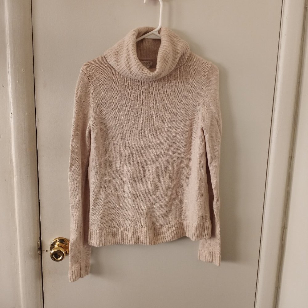 J. Crew Cream Turtleneck Wool Blend Sweater